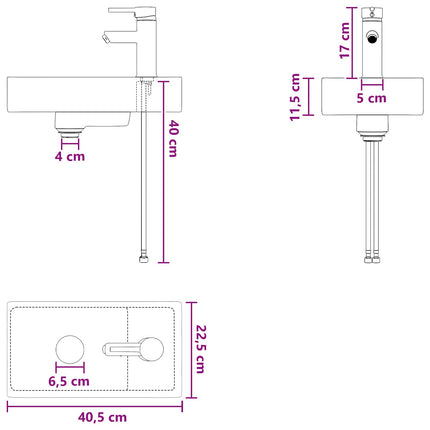 Badeværelses vaskeskål Mat sort 40,5 x 22,5 x 11,5 cm Metal