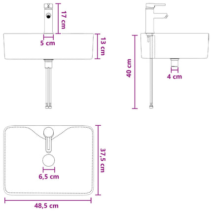 Badeværelses vaskeskål Mat sort 48,5 x 37,5 x 13 cm Metal