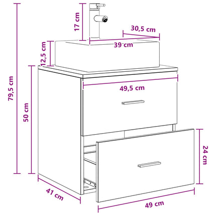 Væghængt håndvask skab Hvid 49,5 x 41 x 62,5 cm Konstrueret træ