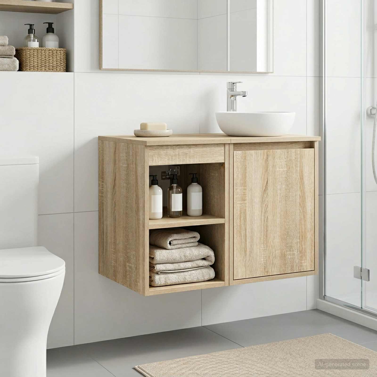 Badeværelsesskab mellemmodul i Sonoma-eg - 30 × 41 × 50 cm