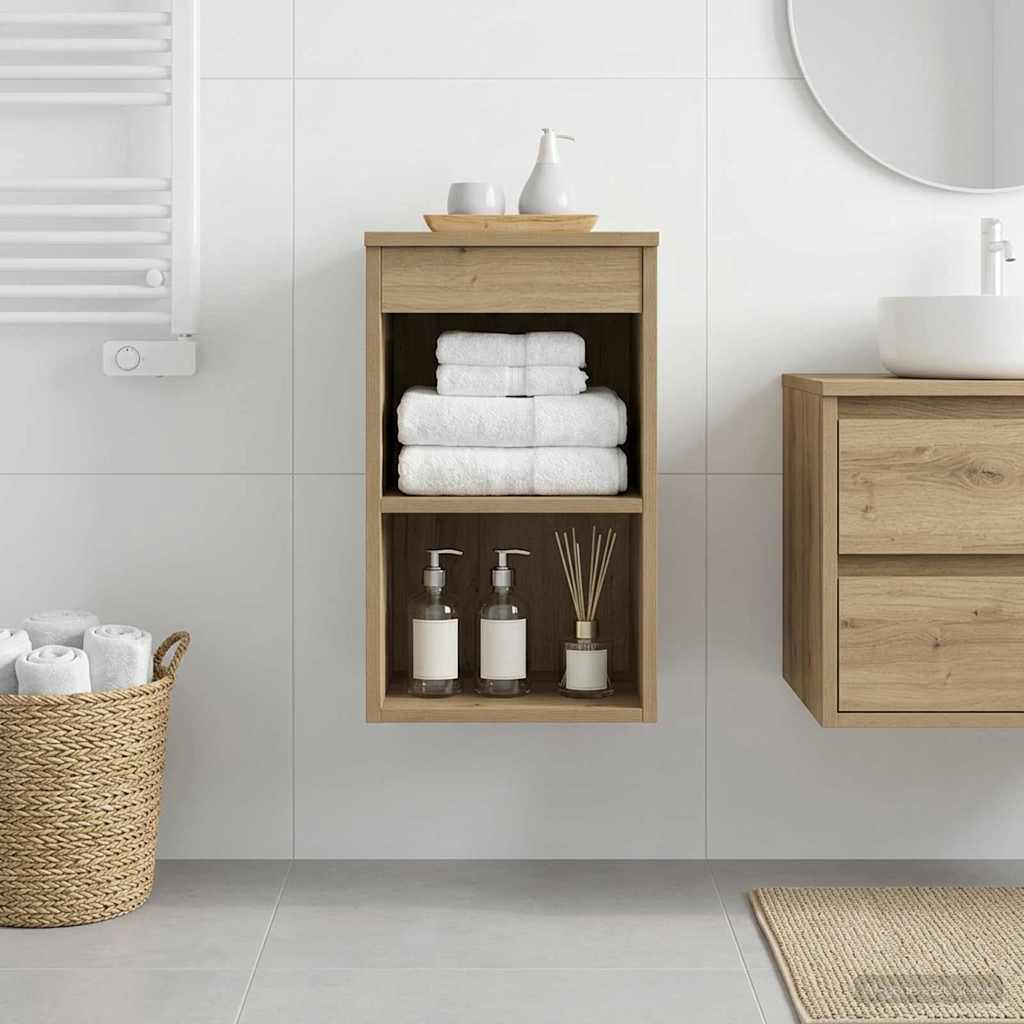 Badeværelsesskab i artisan eg - 30 × 41 × 50 cm, væghængt opbevaring