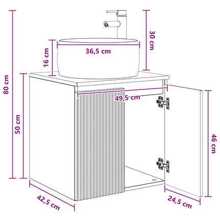Væghængt håndvask skab Gammelt træ 49,5 x 44,5 x 66 cm