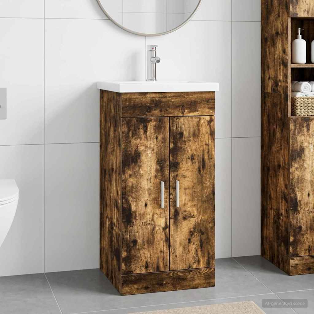 Badevrelsesvask med vask Rget eg 42 x 40 x 84,5 cm