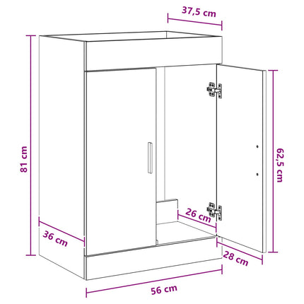 Badeværelse Under Vask Skab Sort eg 56 x 37,5 x 81 cm