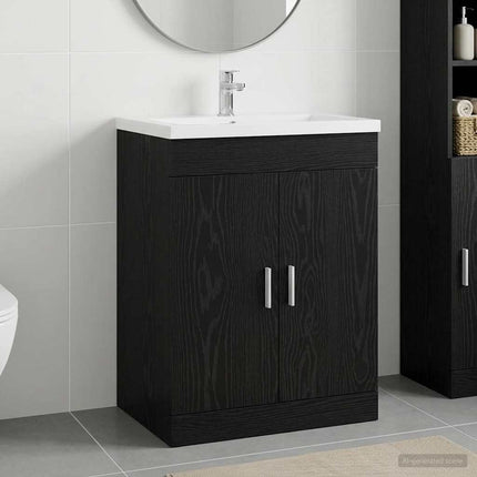 Badeværelse Under Vask Skab Sort eg 78,5 x 37,5 x 81 cm