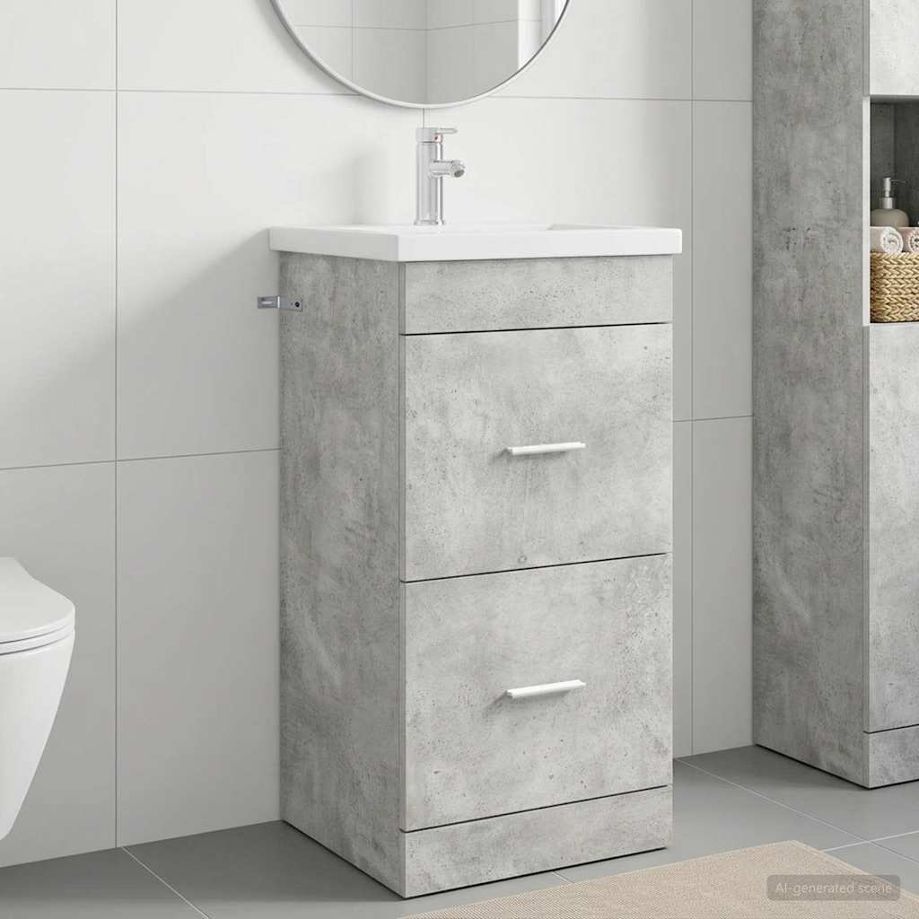 Badevrelsesvask med vask Betongr 42 x 40 x 84,5 cm