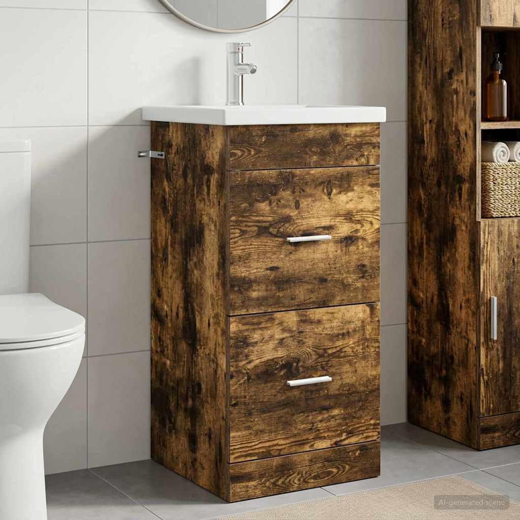 Badevrelsesvask med vask Rget eg 42 x 40 x 84,5 cm