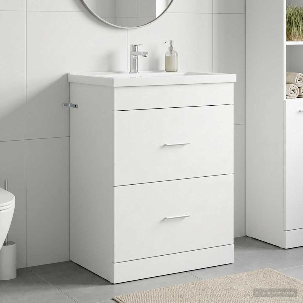 vidaXL Badeværelse Under Vask Skab Hvid 56 x 37,5 x 81 cm