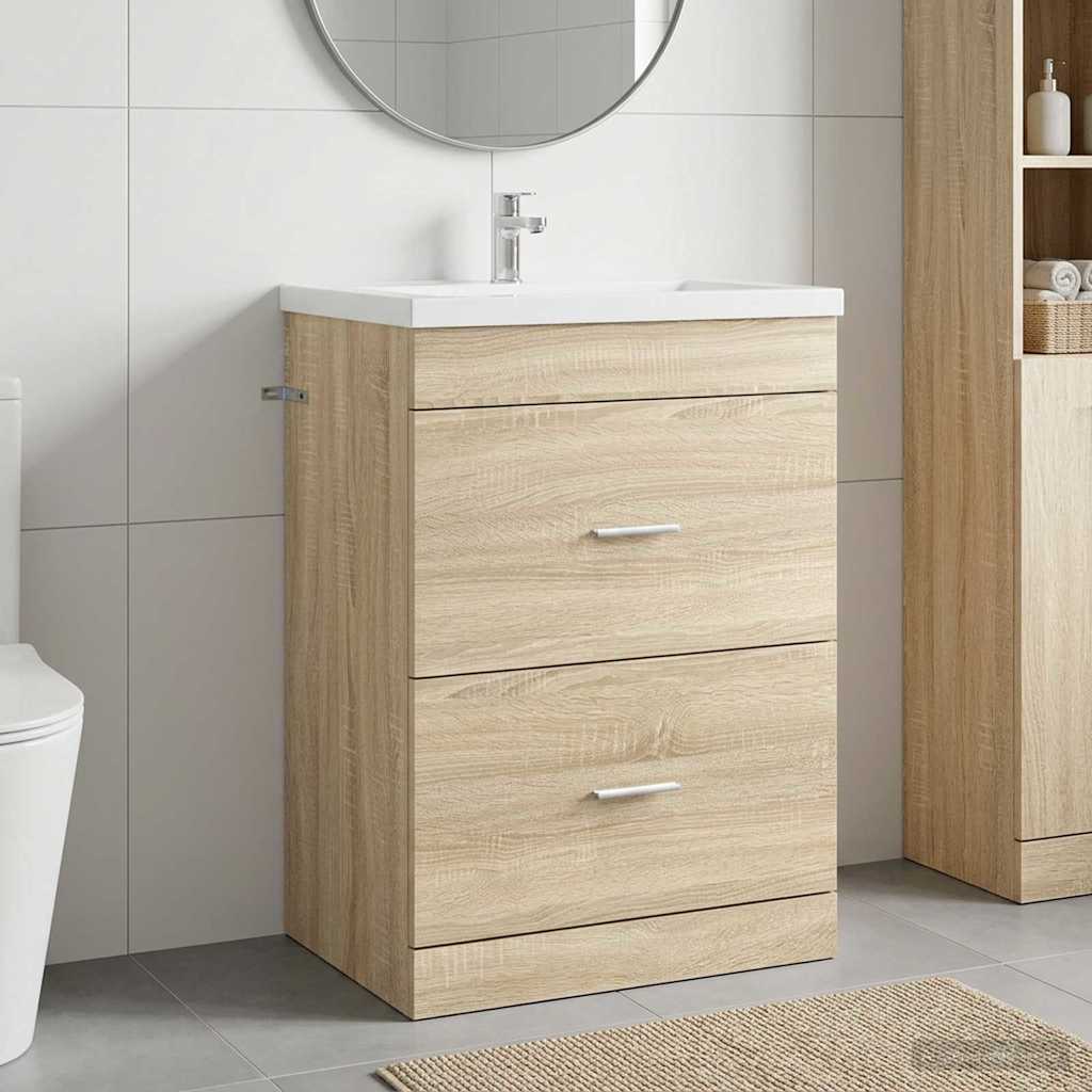 vidaXL Badeværelse Under Vask Skab Sonoma-eg 56 x 37,5 x 81 cm