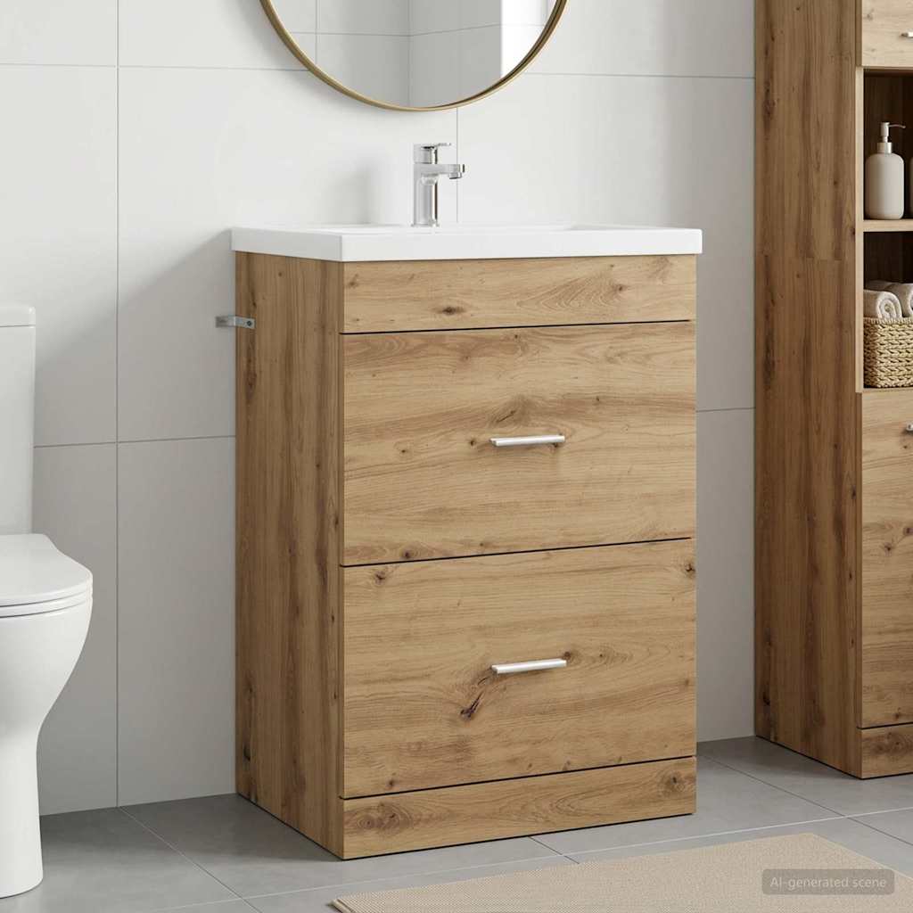 vidaXL Badeværelse Under Vask Skab Artisan-eg 56 x 37,5 x 81 cm