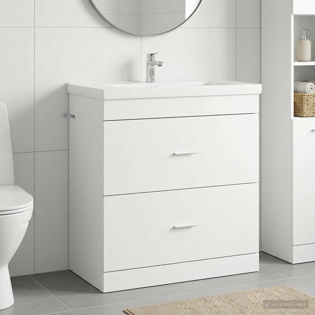 Badeværelsesskab under vask - hvid, 78,5 × 37,5 × 81 cm med 2 skuffer