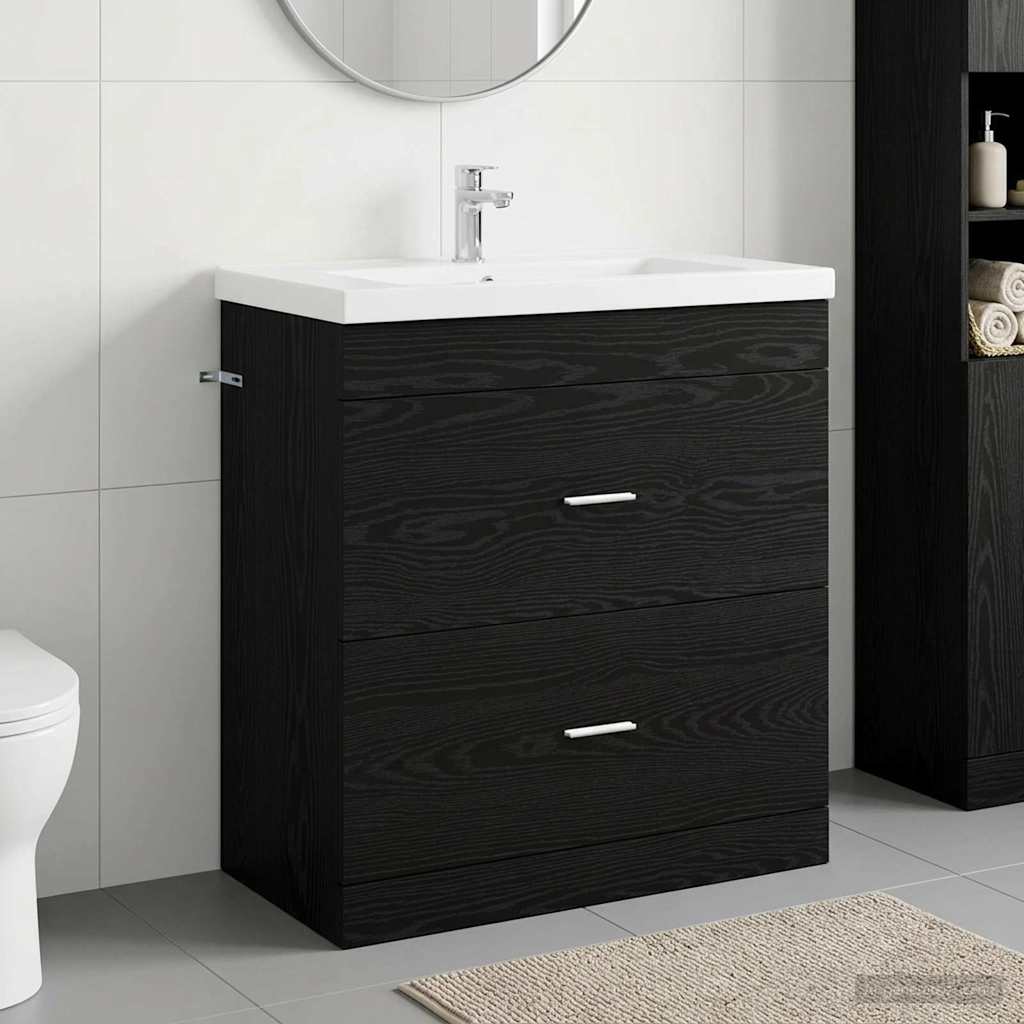 Badeværelse Under Vask Skab Sort eg 78,5 x 37,5 x 81 cm billede