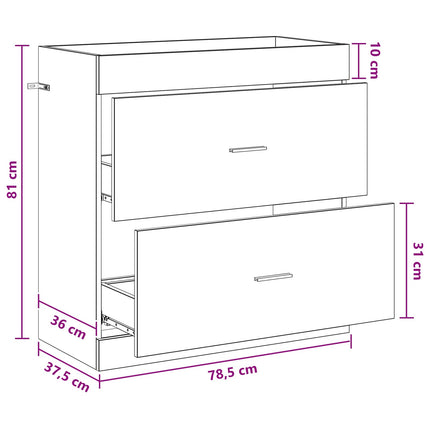 Badeværelse Under Vask Skab Sonoma-eg 78,5 x 37,5 x 81 cm