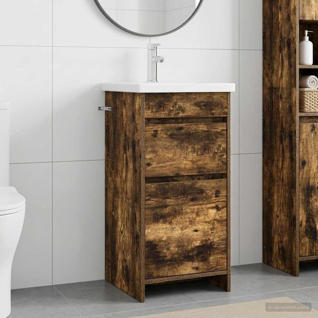 Badevrelsesvask med vask Rget eg 42 x 40 x 84,5 cm