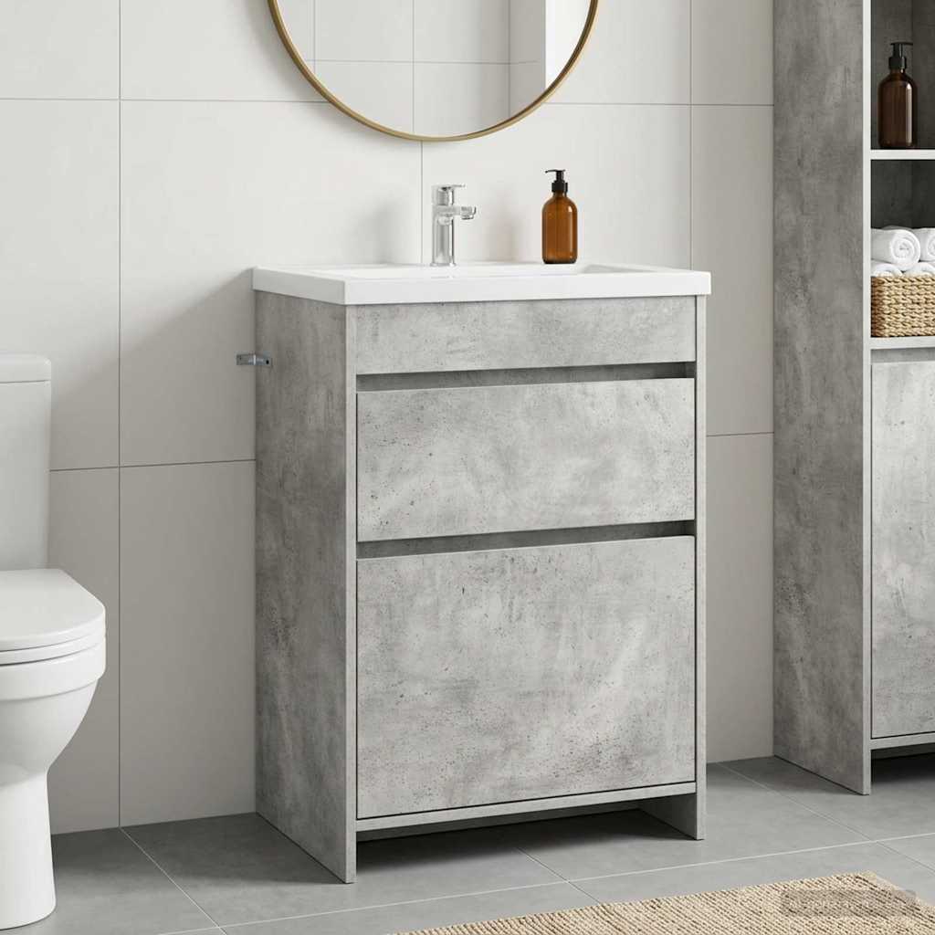 vidaXL Badeværelse Under Vask Skab Betongrå 56 x 37,5 x 81 cm