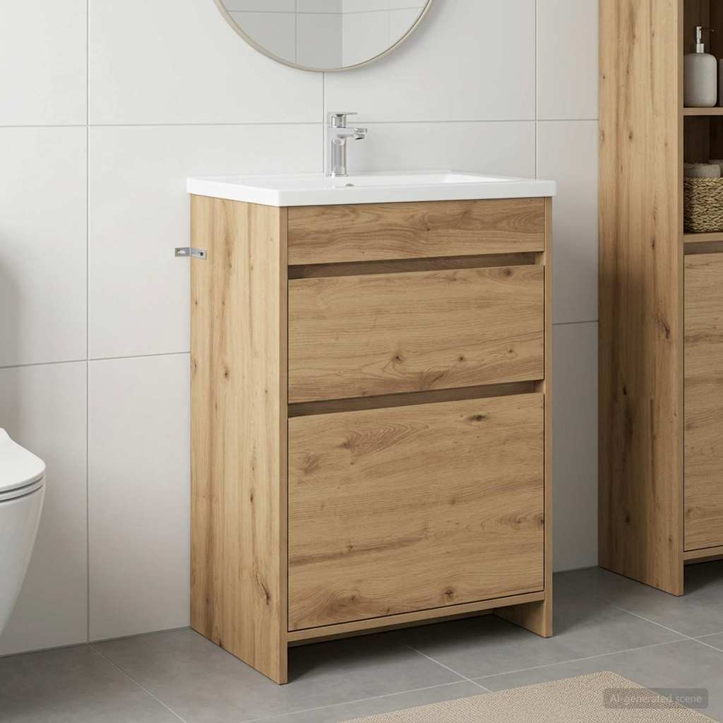 Badeværelse Under Vask Skab Artisan-eg 56 x 37,5 x 81 cm billede