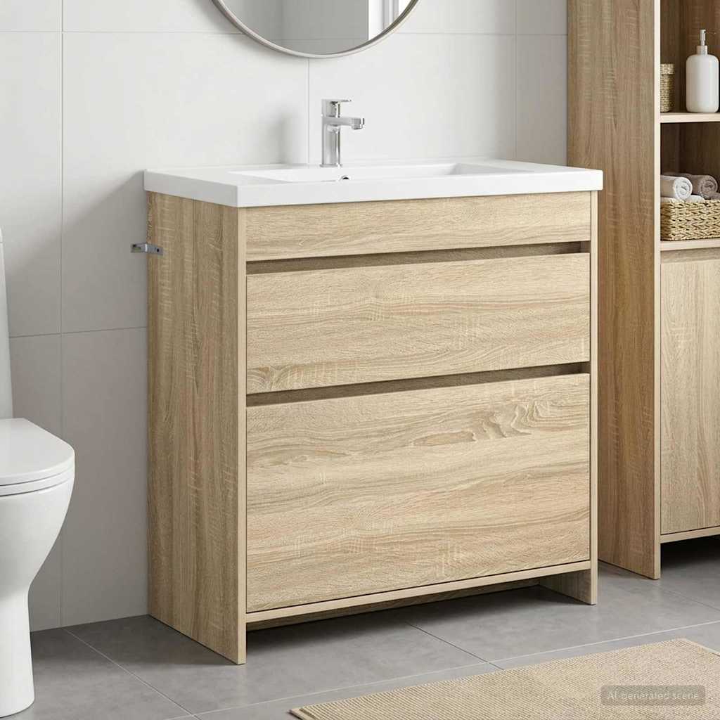 Badeværelse Under Vask Skab Sonoma-eg 78,5 x 37,5 x 81 cm billede