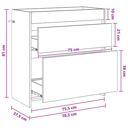 Badeværelse Under Vask Skab Sonoma-eg 78,5 x 37,5 x 81 cm