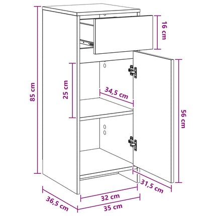 Badeværelsesskab Sort eg 35 x 36,5 x 85 cm Konstrueret træ