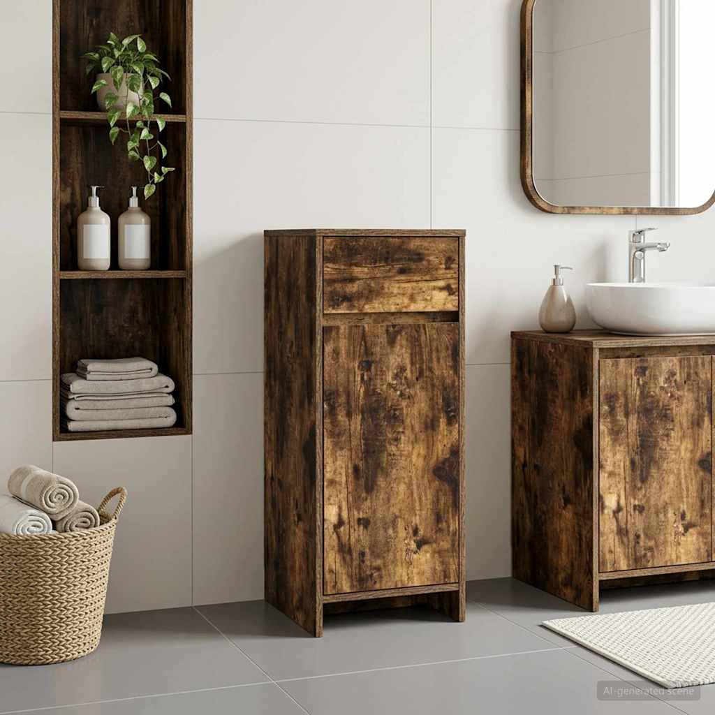 Badeværelsesskab Røget eg 35 x 36,5 x 85 cm Konstrueret træ billede