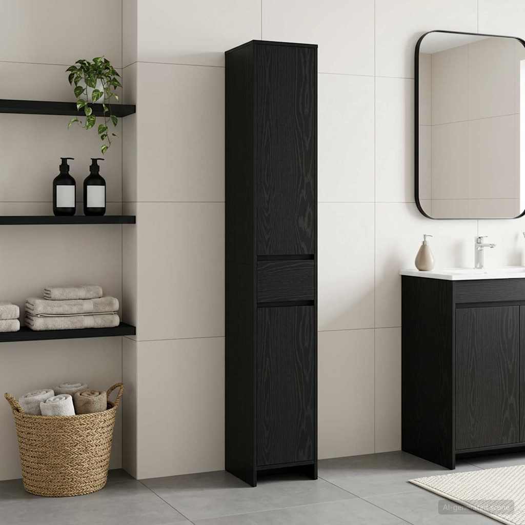 Badevrelsesskab Sort eg 30 x 33 x 190 cm Konstrueret tr
