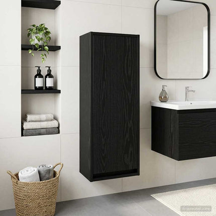 Vægmonteret håndvask skab Sort eg 35 x 20 x 81 cm