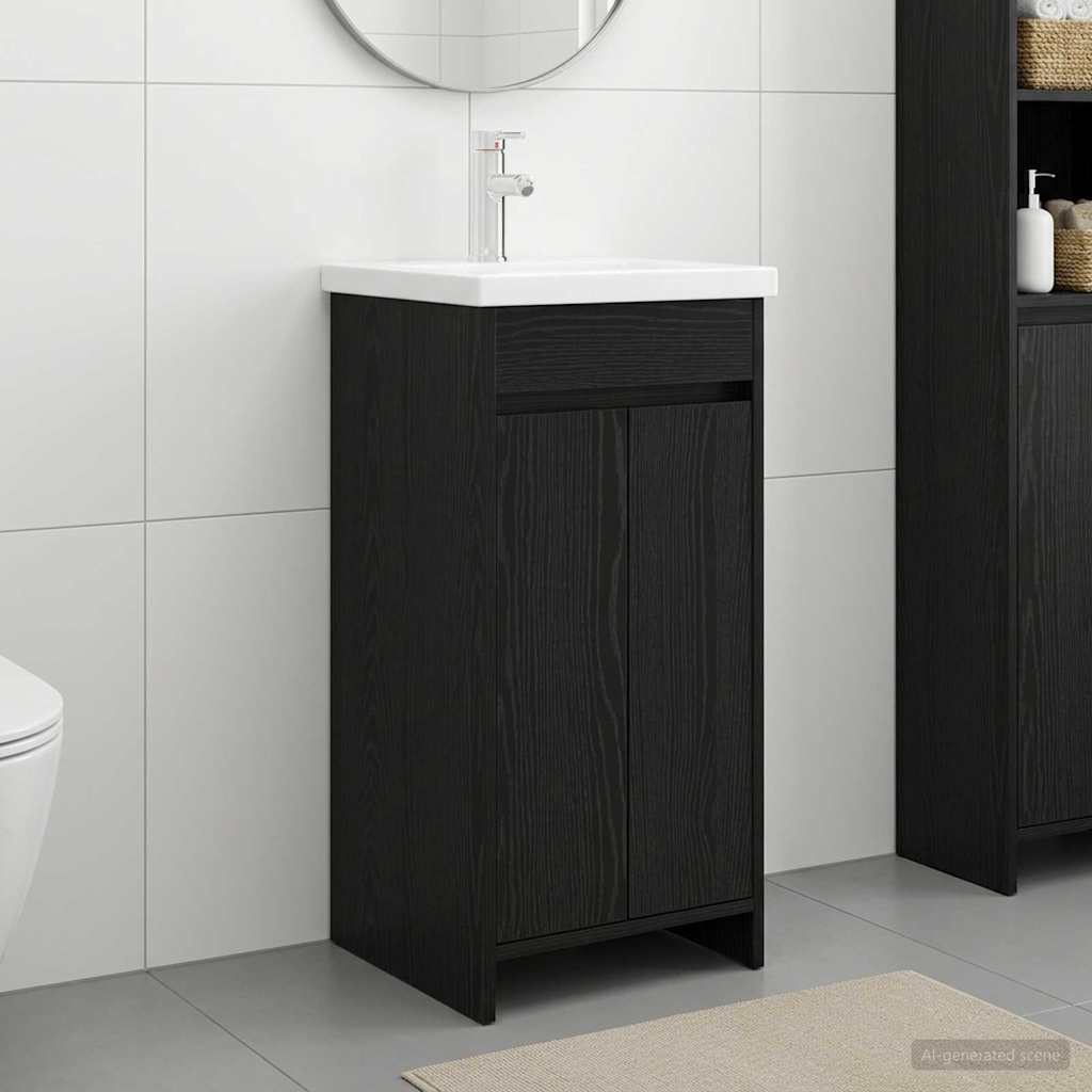 Badevrelsesvask med vask Sort eg 42 x 40 x 84,5 cm