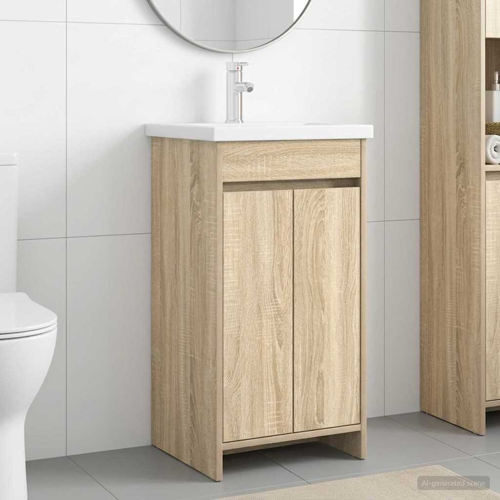 vidaXL Badeværelsesvask med vask Sonoma-eg 42 x 40 x 84,5 cm