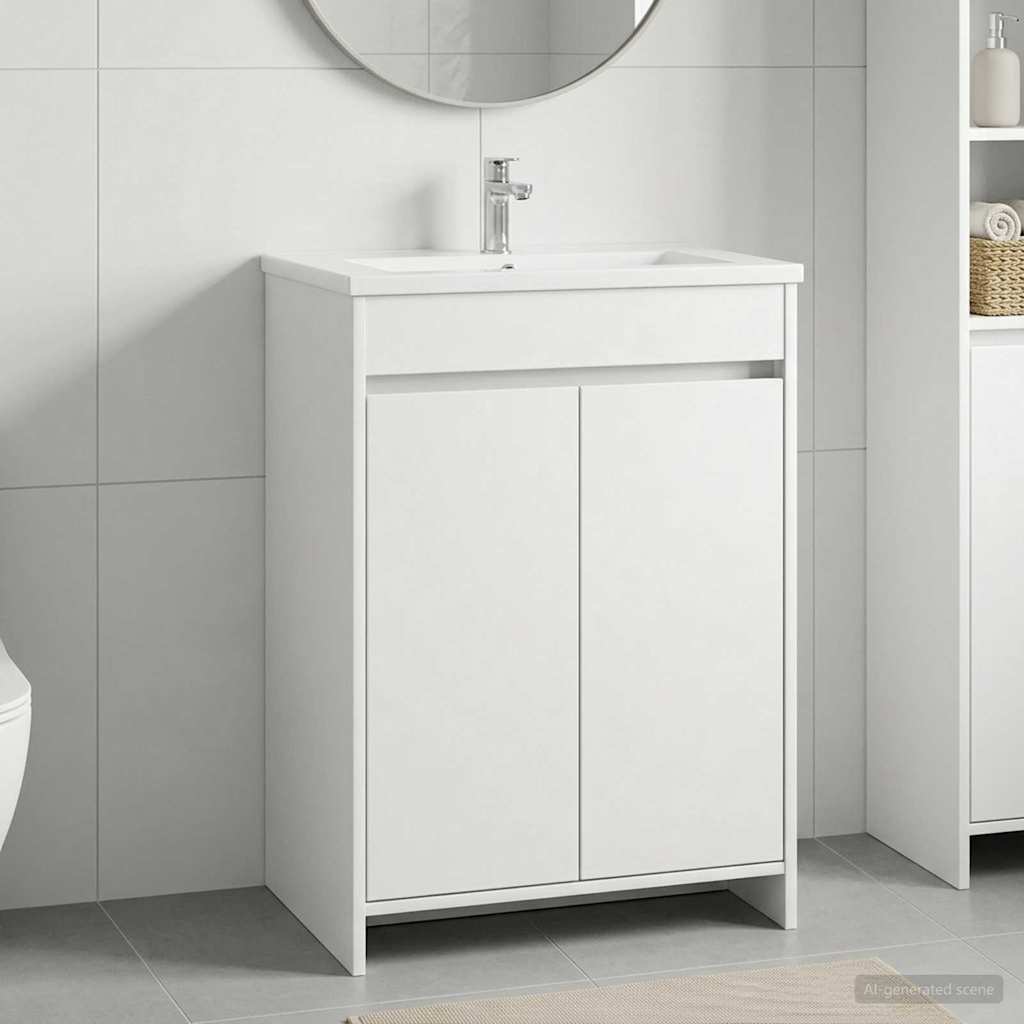 Badeværelse Under Vask Skab Hvid 56 x 37,5 x 81 cm billede