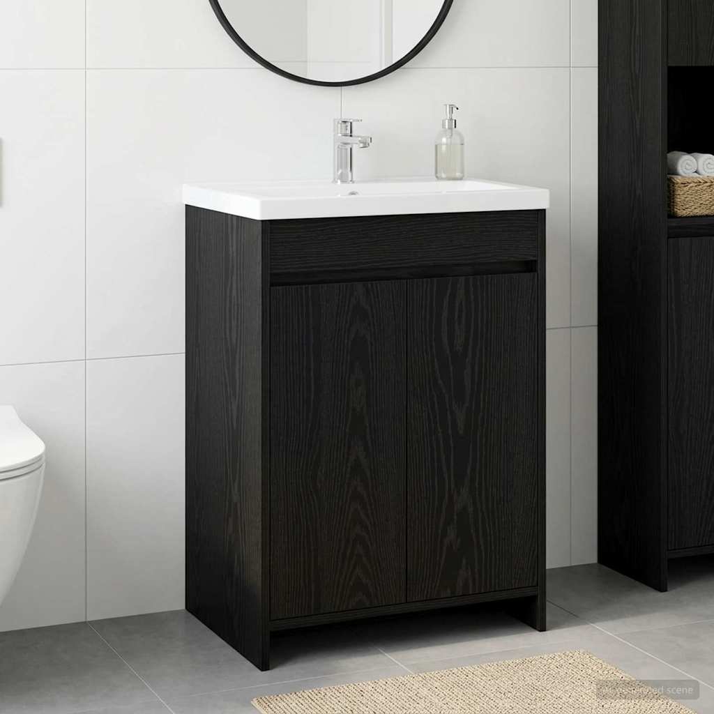 Badeværelse Under Vask Skab Sort eg 56 x 37,5 x 81 cm billede
