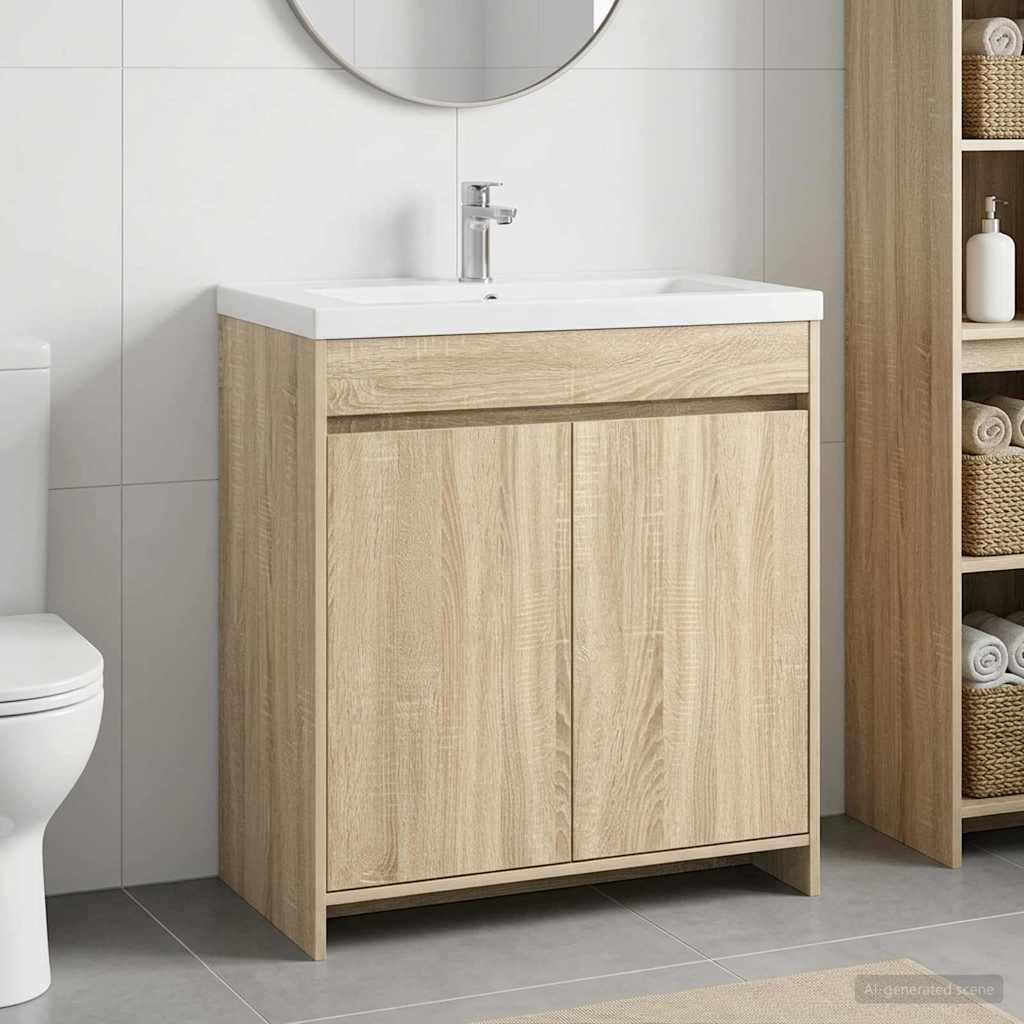 vidaXL Badeværelse Under Vask Skab Sonoma-eg 78,5 x 37,5 x 81 cm