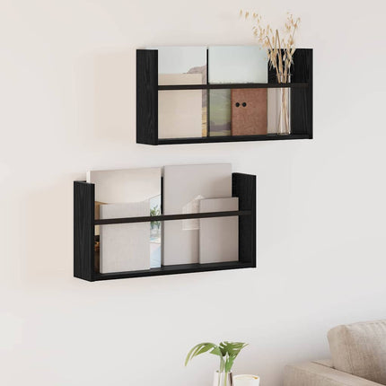 Magasin Rack 2 stk. Sort eg 60 x 12 x 30 cm Konstrueret træ