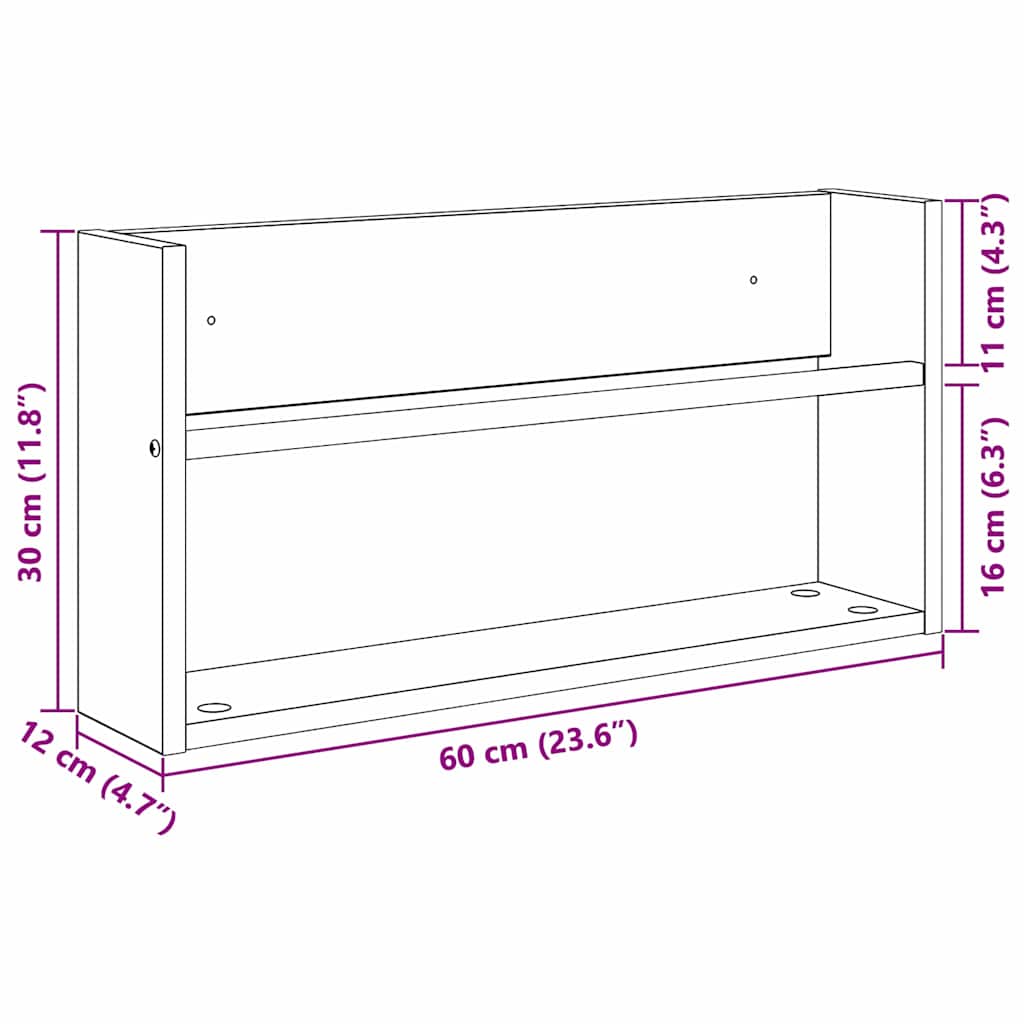 Magasin Rack 2 pcs Sonoma eg 60 x 12 x 30 cm Konstrueret træ