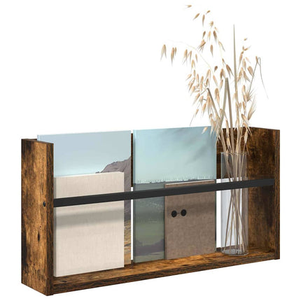 Magasin Rack med hylde Røget eg 60 x 12 x 30 cm Konstrueret træ