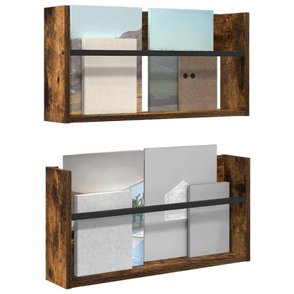Magasin Rack 2 stk. Røget eg 60 x 12 x 30 cm Konstrueret træ