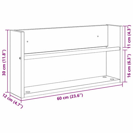 Magasin Rack 2 stk. Røget eg 60 x 12 x 30 cm Konstrueret træ