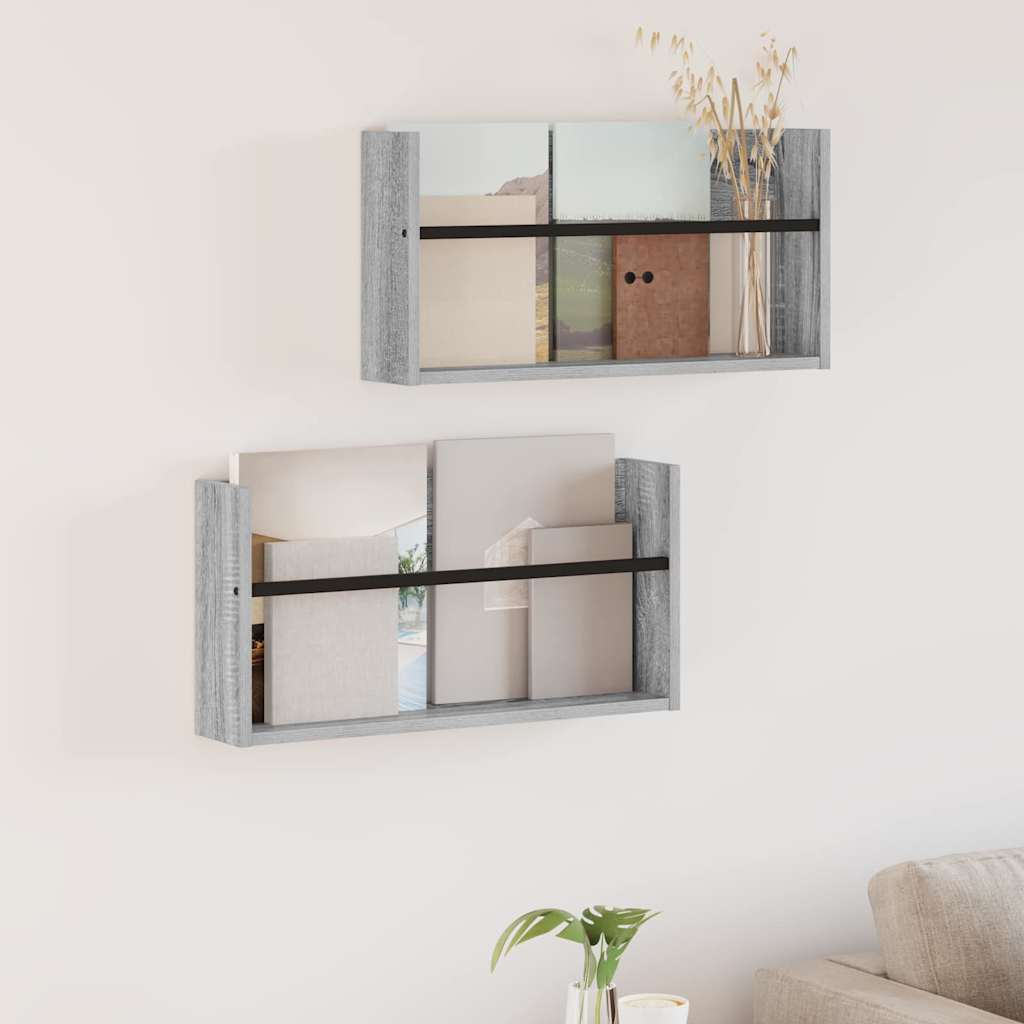 Magasin Rack 2 pcs Grå Sonoma 60 x 12 x 30 cm Konstrueret træ