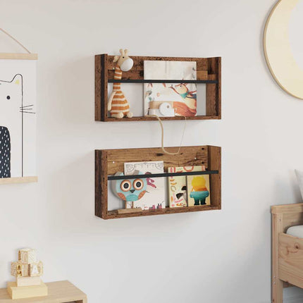 Magasin Rack 2 stk. Gammelt træ 60 x 12 x 30 cm Konstrueret træ