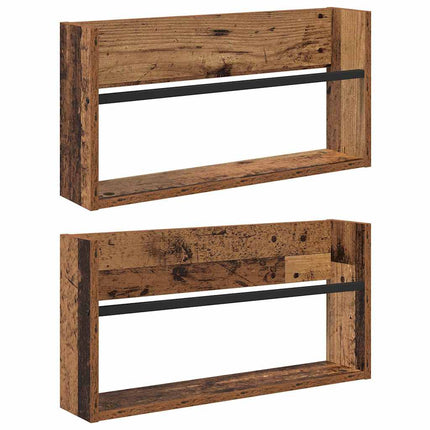 Magasin Rack 2 stk. Gammelt træ 60 x 12 x 30 cm Konstrueret træ