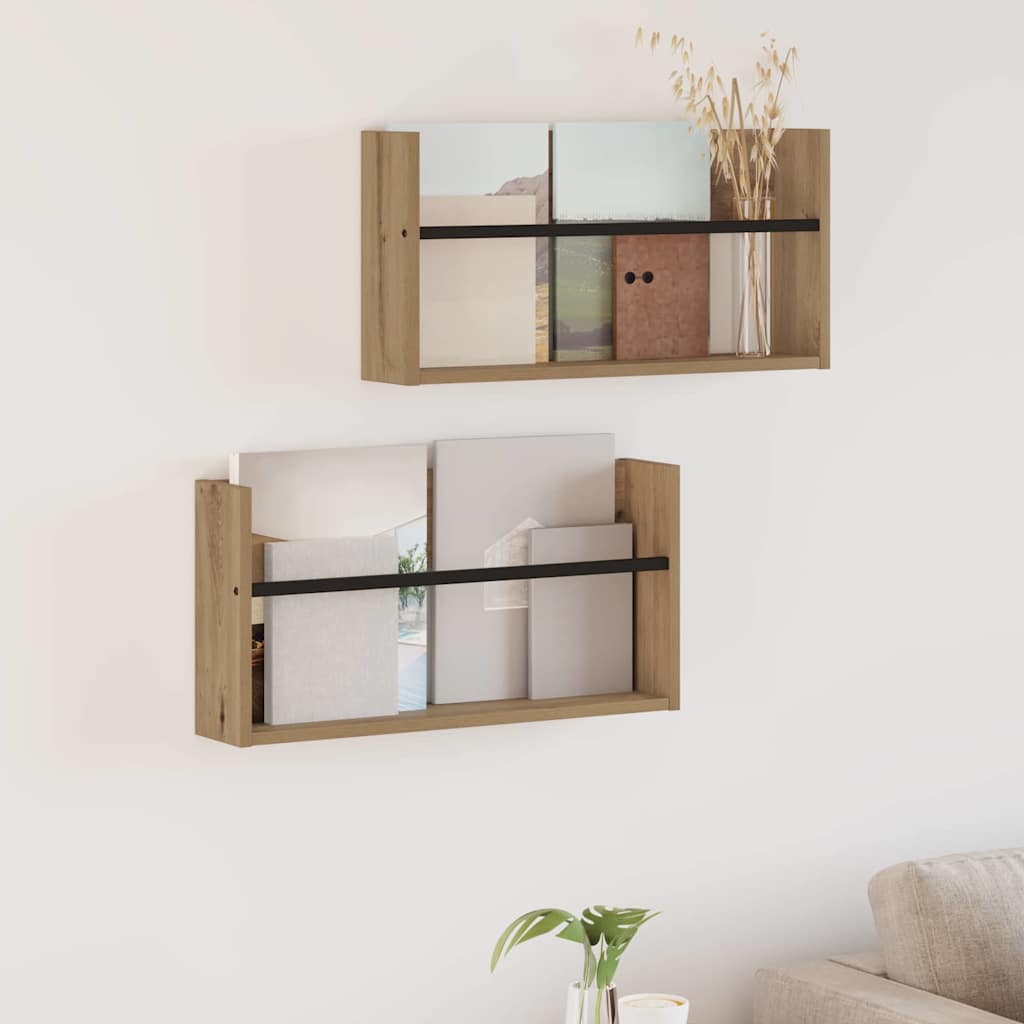 Magasin Rack med hylde 2 pcs Artisan Egetræ 60 x 12 x 30 cm