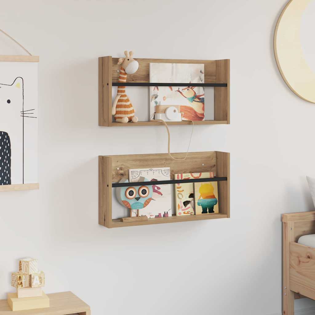 Magasin Rack med hylde 2 pcs Artisan Egetræ 60 x 12 x 30 cm