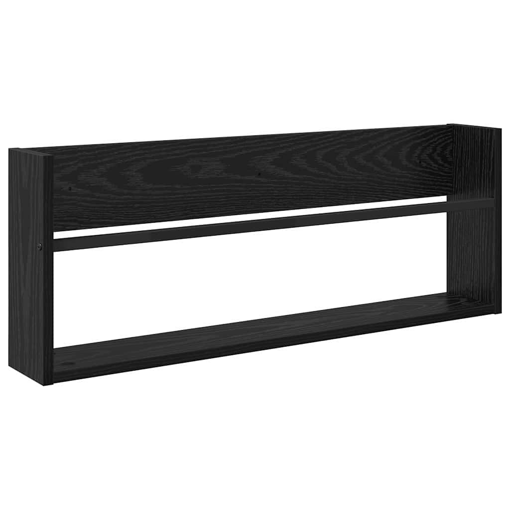 Magasin Rack med hylde Sort eg 80 x 12 x 30 cm Konstrueret træ