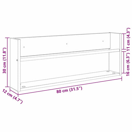 Magasin Rack med hylde Sort eg 80 x 12 x 30 cm Konstrueret træ