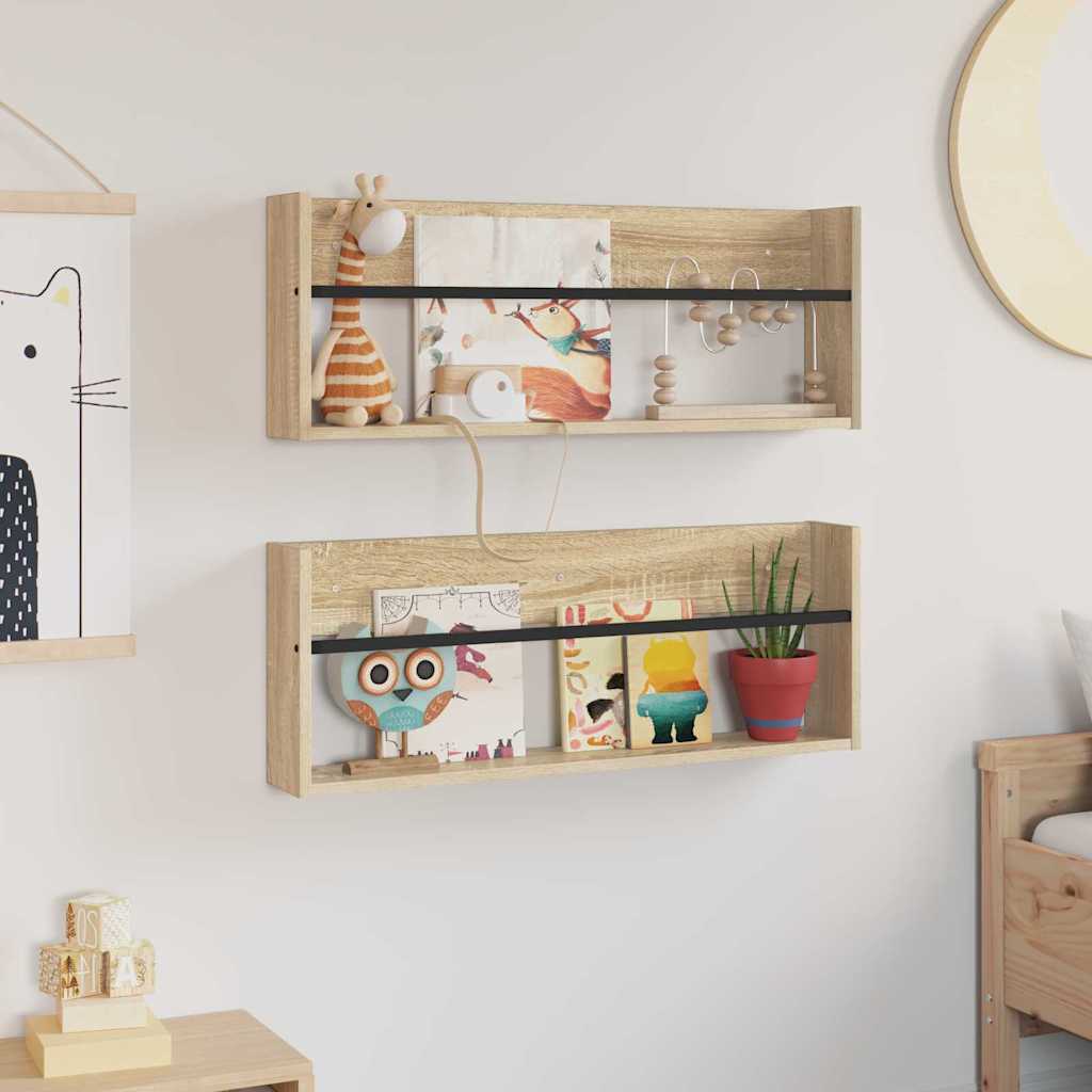 Magasin Rack 2 pcs Sonoma eg 80 x 12 x 30 cm Konstrueret træ
