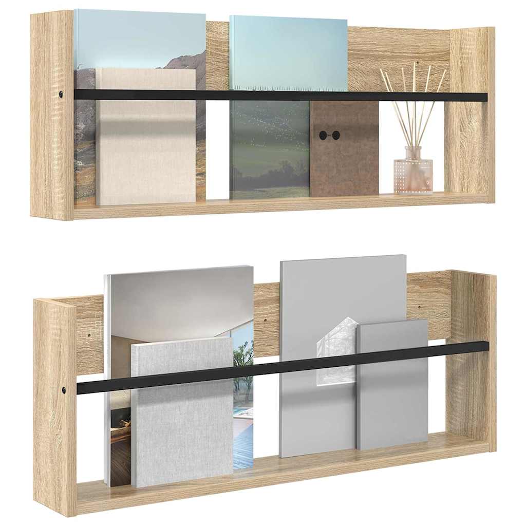 Magasin Rack 2 pcs Sonoma eg 80 x 12 x 30 cm Konstrueret træ