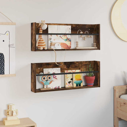 Magasin Rack 2 stk. Røget eg 80 x 12 x 30 cm Konstrueret træ