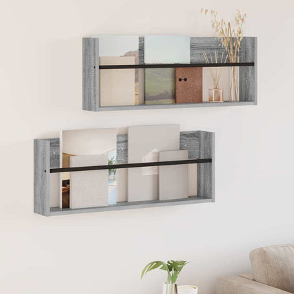 Magasin Rack 2 stk. Grå Sonoma 80 x 12 x 30 cm Konstrueret træ