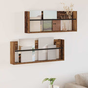 Magasin Rack 2 pcs Gammelt træ 80 x 12 x 30 cm Konstrueret træ