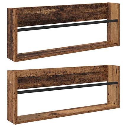Magasin Rack 2 stk. Gammelt træ 80 x 12 x 30 cm Konstrueret træ