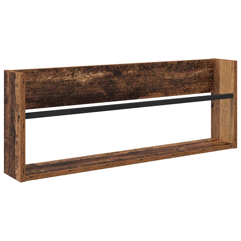 Magasin Rack 2 pcs Gammelt træ 80 x 12 x 30 cm Konstrueret træ
